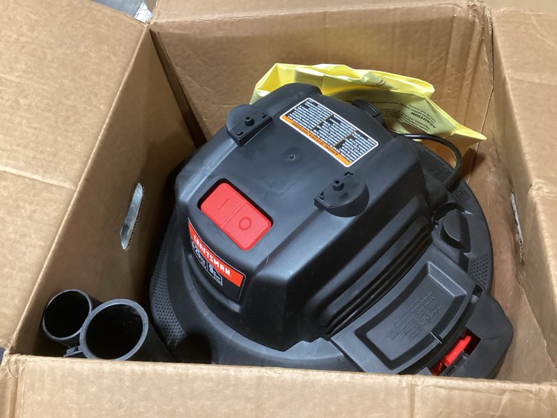 Condition photo showing As Is for CRAFTSMAN CMXEVBE17590 9 Gallon 4.25 Peak HP Wet Dry Vac, Portable Shop Vacuum Wet and Dry with Filter, Dust Bag, Hose and Attachments for Home, Garage and Automotive Cleaning