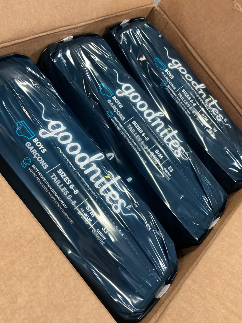 Condition photo showing Good Condition for Goodnites Boys' Bedwetting Underwear, Size S/M (43-68 lbs), 99 Ct (3 Packs of 33), Packaging May Vary Small/Medium 99