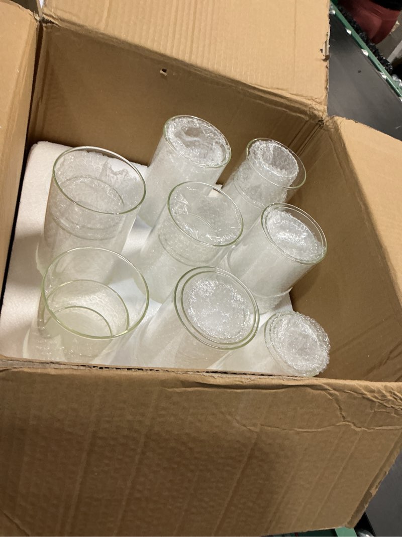 Condition photo showing Good Condition for 30packs cylinder glass vases for centerpieces: glasseam clear flower vases set bulk 4\" 6\" 8\" 10\" hurricane floating pillar candle vase holder - modern centerpiece for wedding dining home table decor 36pcs