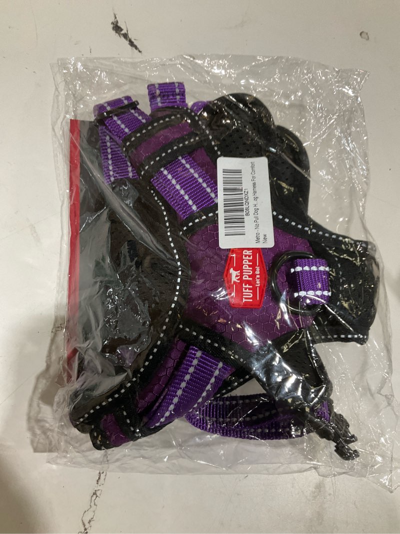 Condition photo showing Good Condition for tuff pupper no pull easy walk dog harness | heavy duty pet vest | front & back leash clips | strong safety handle | reflective anti pull vest | comfortable padded escape proof harness(medium, purple) medium (neck: 15-23" , chest: 18-24") purple