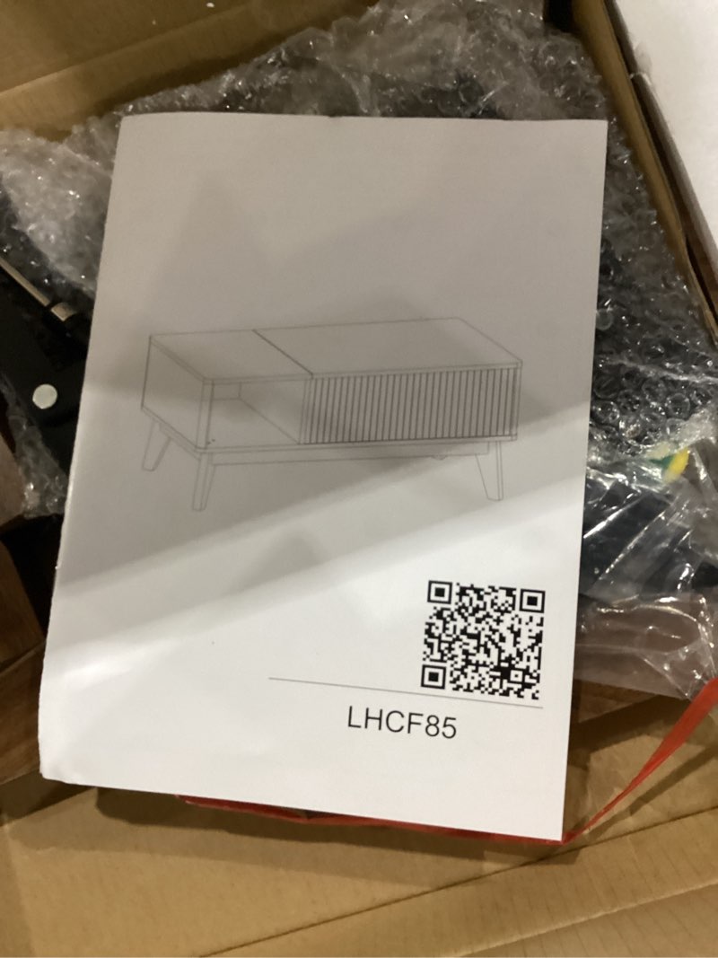 Condition photo showing New/Like New for lyncohome fluted lift top coffee table with storage, modern coffee table for living room, home office?walnut? walunt 18.9''d x 37.4''w x 16.2''h