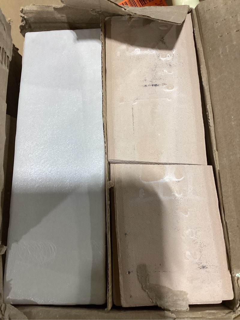 Condition photo showing As Is for vamos tile backsplash seamless tile,3''x6'' glossy statury white marble with white grout pvc subway tile,stick on backsplash for kitchen/bathroom/laundry room 100 statury white