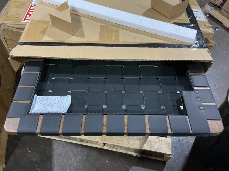 Condition photo showing Good Condition for modway sparta vegan leather weave queen headboard in walnut black, faux leather queen headboard only with wall mount design for bedroom or guest room walnut black queen