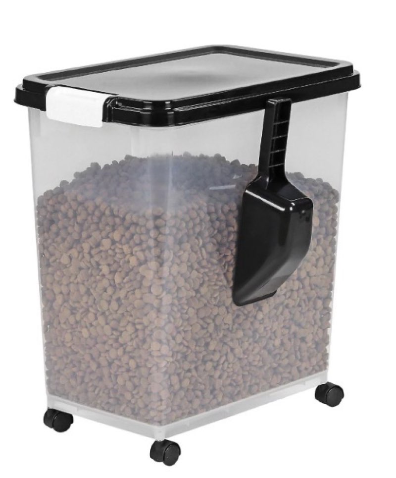 Taylor & Brown 40L Airtight Pet Food Storage Container with Scoop & Casters Dry Food Dispenser for Dogs, Cats (Black)