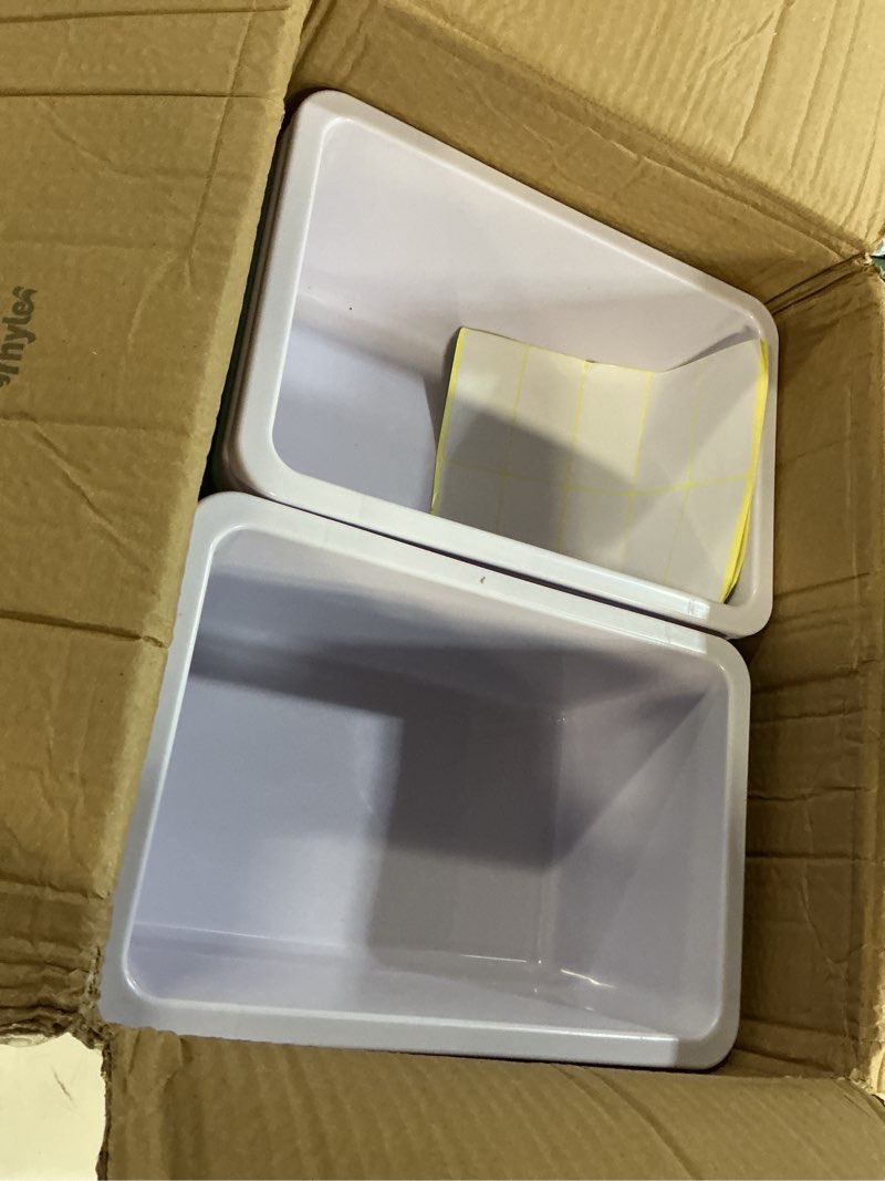 Condition photo showing Good Condition for thyle 18 pieces plastic cubby bins with labels 11.6 x 7.7 x 5 inch classroom book bins stacking storage container organizer storage cubbies for classroom office (classic,dusty pastels color) about 11.6 x 7.7 x 4.9 inches of storage morandi color 18