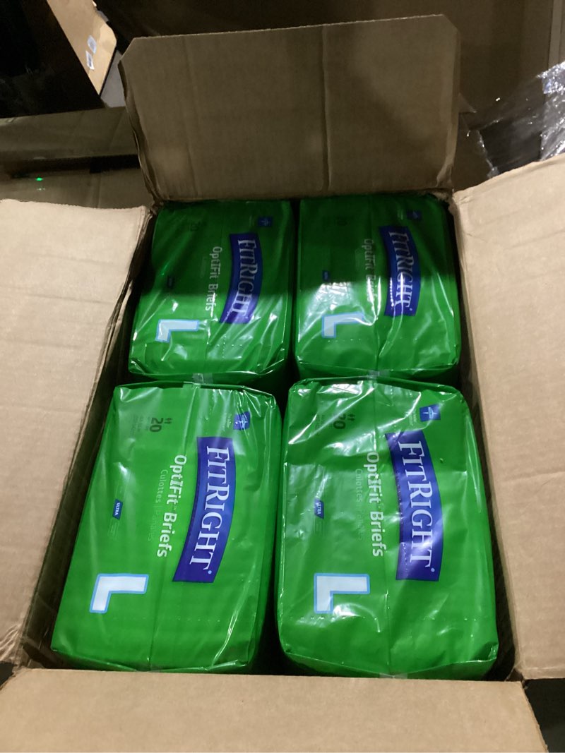 Condition photo showing Good Condition for FitRight OptiFit Briefs  Ultra Absorbency  Disposable Adult Briefs with Tabs  Large  44 -56   20 Count