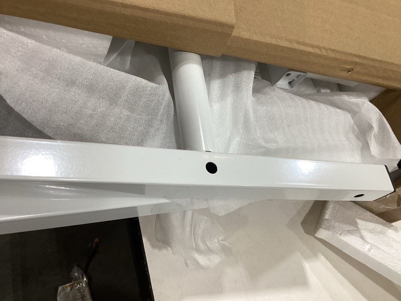 Condition photo showing New/Like New for klsmyhoki standing desk adjustable height, mobile stand up desk with wheels small computer desk rolling desk, portable laptop desk white standing table home office desks 16"x31.5" height 27"-43.5"