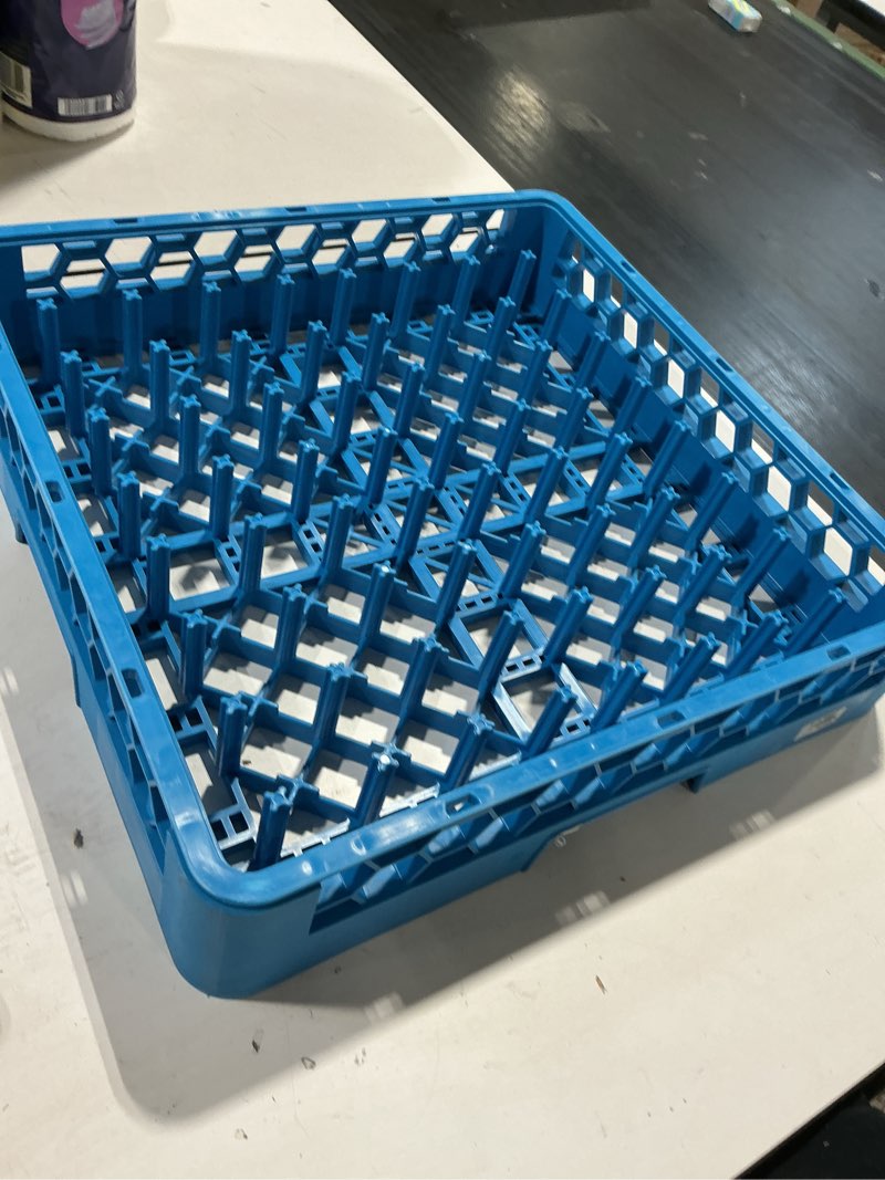 Condition photo showing Good Condition for carlisle foodservice products rp-14 blue color, polypropylene opticlean all purpose plate and tray rack