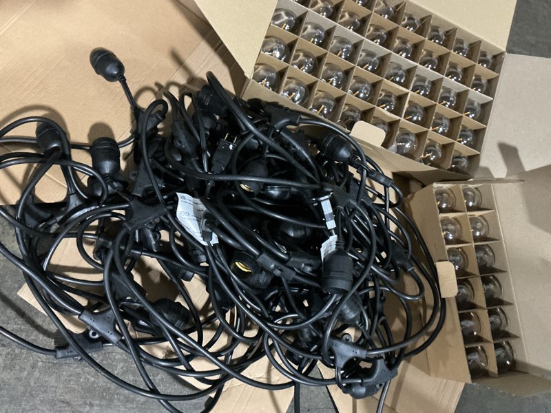 Condition photo showing Good Condition for harbor breeze 96-ft plug-in black indoor/outdoor string light with 48 white -light led edison bulbs