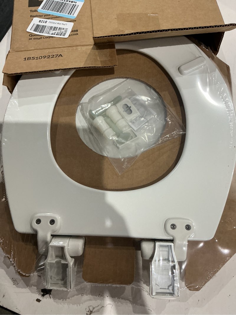 Condition photo showing Good Condition for mayfair cassel slow close toilet seat, easy clean, non slip premium wood seat, easy install, made in usa, round, white round 1 - toilet seat
