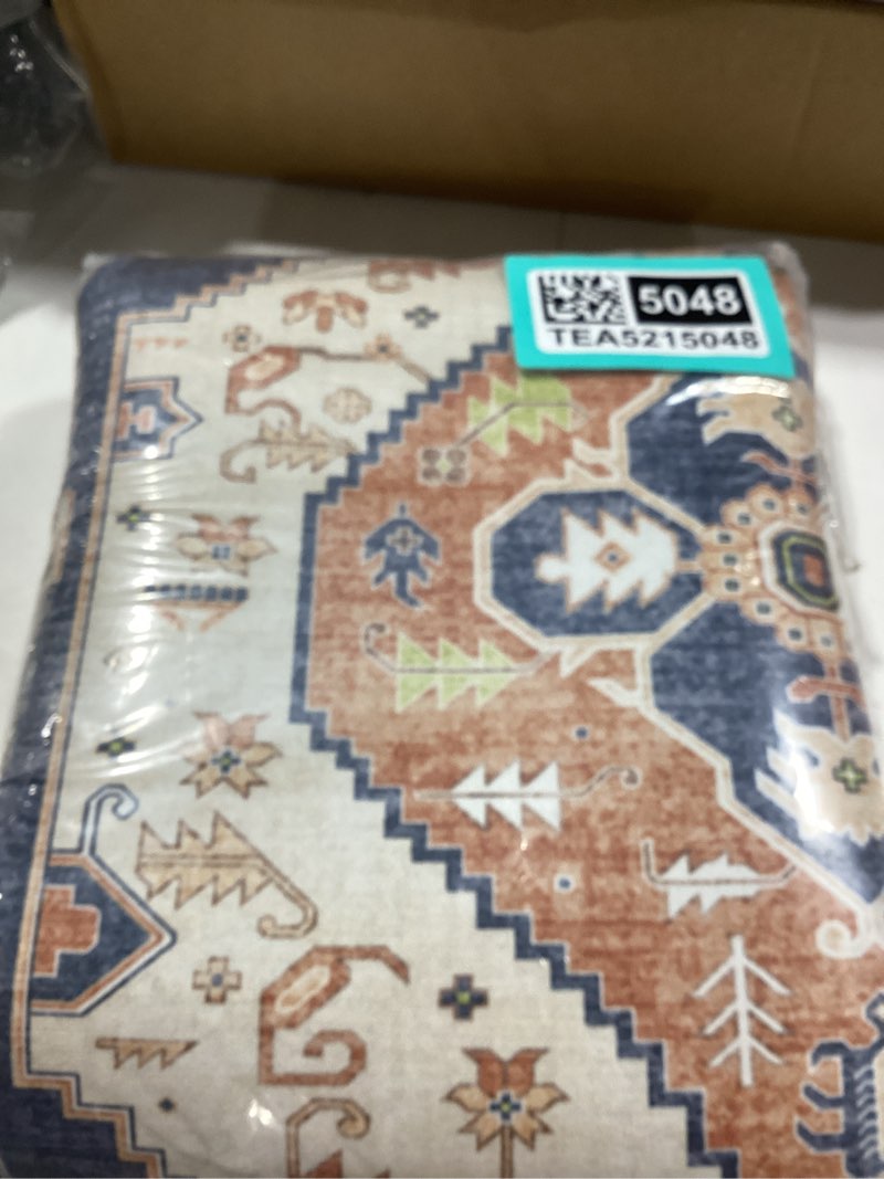 Condition photo showing New/Like New for ojia stair treads non-slip square capet stair treads 31"x31" landing mat | square capet stair treads rubber backing stair runner anti-slip stair matching mat carpet for stairs blue/tan 31" x 31" 1