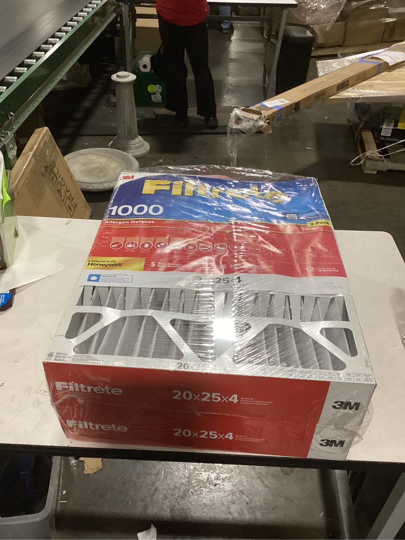 Condition photo showing Good Condition for Filtrete 20 x 25 x 4 MERV 11 1000 MPR Allergen Defense Electrostatic pleated Air Filter 2 -Pack