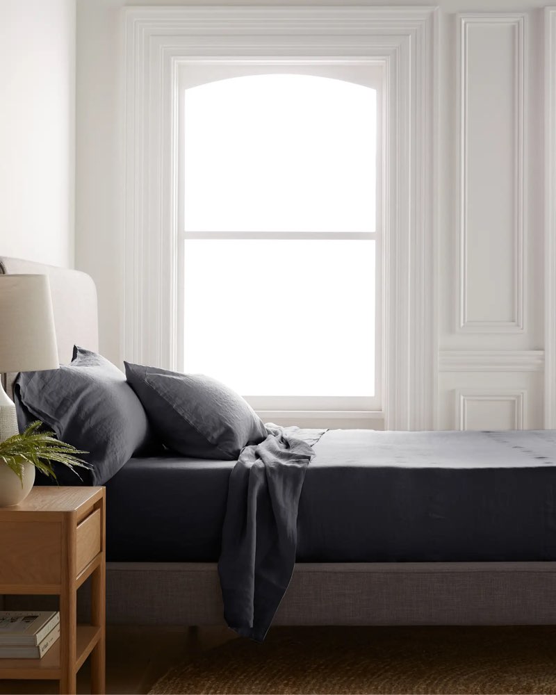quince european linen sheet set of 6/king/charcoal
