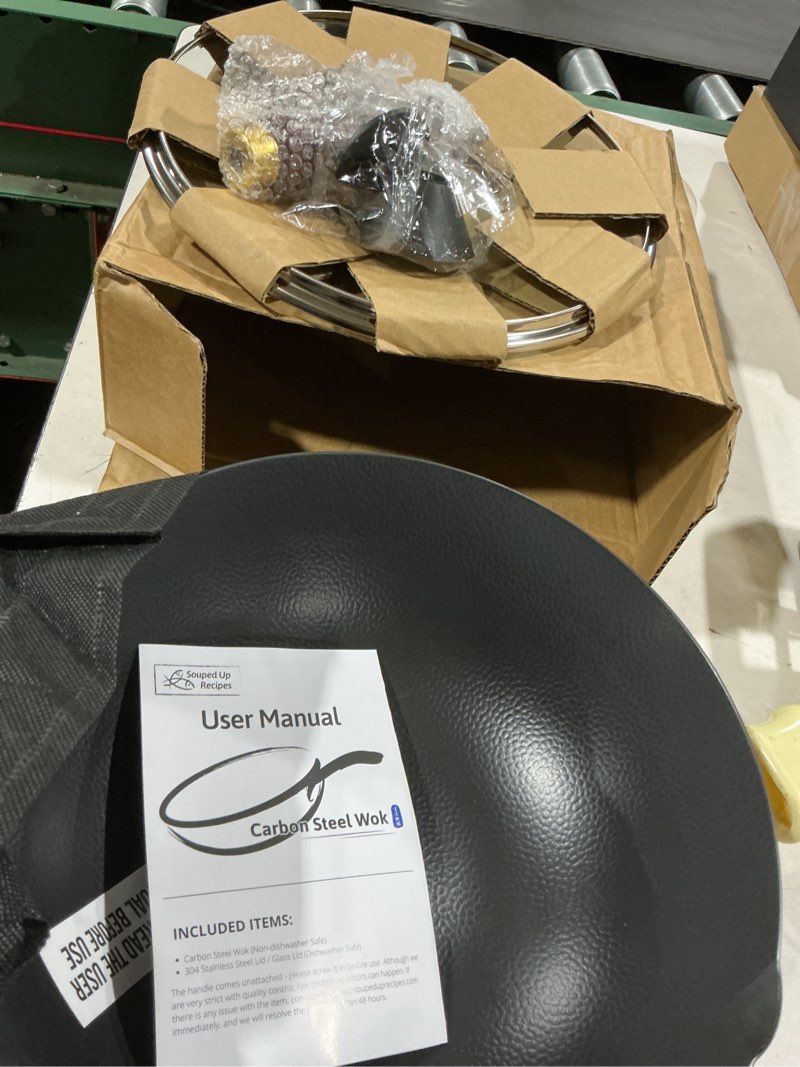 Condition photo showing Good Condition for souped up recipes 10 inch carbon steel wok for electric, induction and gas stoves (lid and user guide video included)