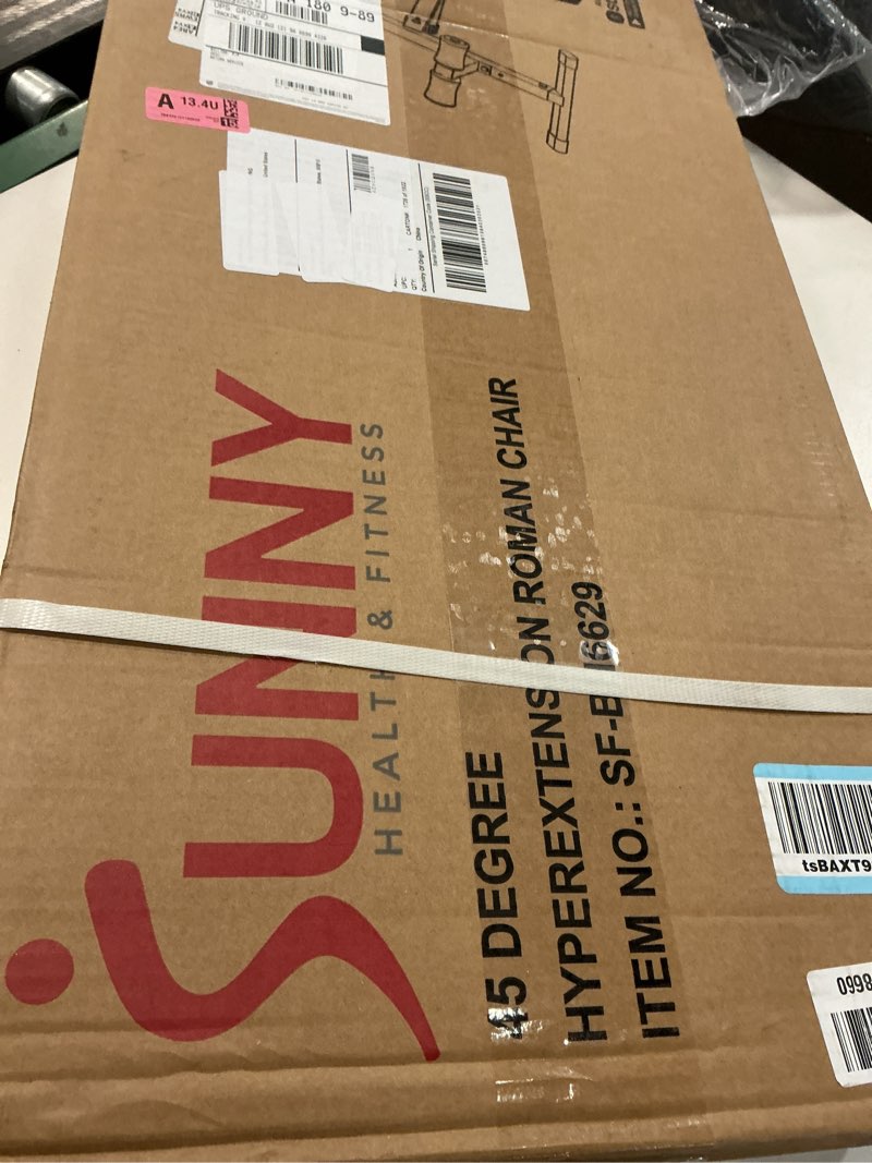 Condition photo showing New/Like New for sunny health & fitness foldable hyperextension roman chair w/back extension, home gym sit up bench for glute & ab workouts, optional adjustment incline & multi-function heavy-duty exercise equipment