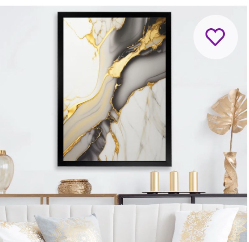 Abstract Geode Marble White And Gold II "32x 24