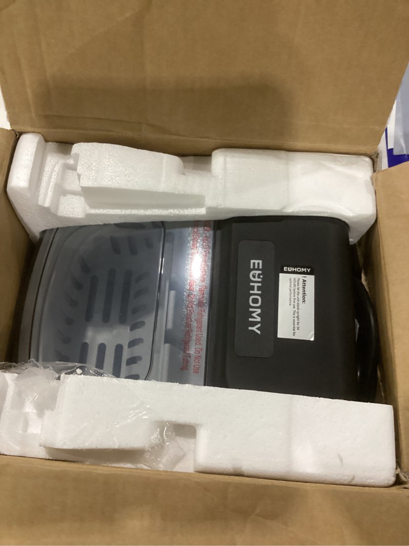 Condition photo showing Good Condition for not tested euhomy ice maker countertop, portable ice machine with carry handle, 26.5lbs per day, 9 cubes in 6 mins, auto-cleaning, with basket and scoop, for home, kitchen, camping, rv (silver) stainless steel silver 26.5 lbs/day