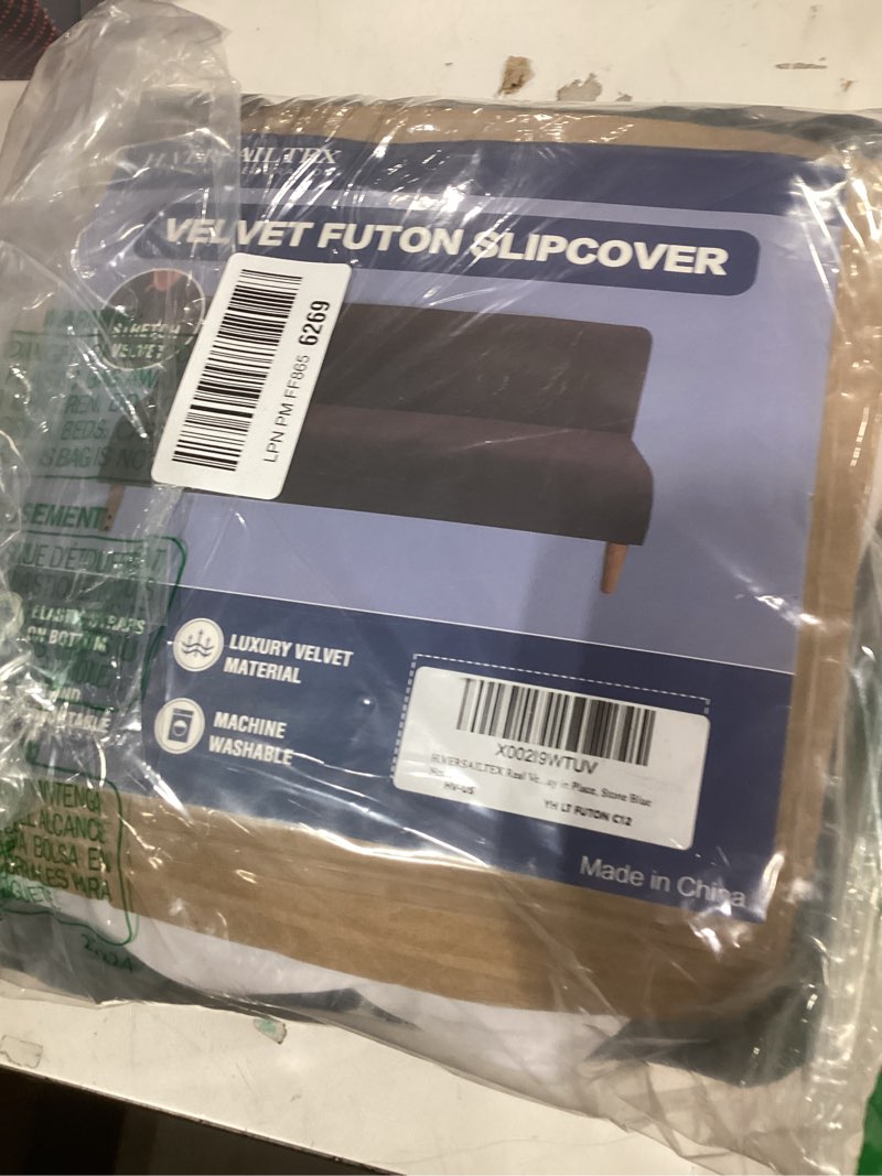 Condition photo showing Good Condition for H.VERSAILTEX Real Velvet Futon Cover Armless Sofa Covers Sofa Bed Covers Stretch Futon Couch Cover Sofa Slipcover Furniture Protector Thick Soft Velvet Fabric Form Fitted Stay in Place, Stone Blue