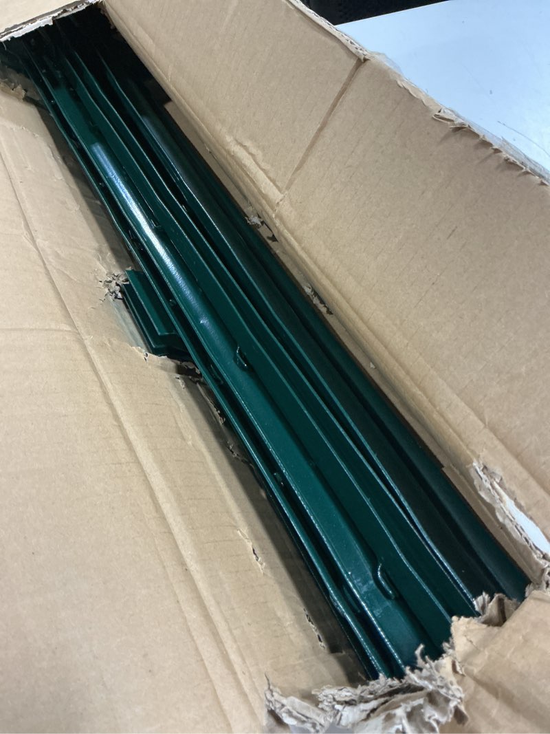 Condition photo showing Good Condition for vevor 3 feet fence post, 10 pack u-channel metal fence posts with 20 zip ties & 20 clips, sturdy steel fence stakes for garden yard, lawn, farms and outdoor wire fencing, green