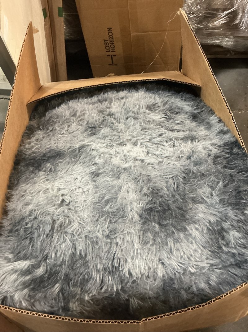 Condition photo showing As Is for size unknown large long plush area rugs for living room/bedroom shaggy fluffy room carpet shag fuzzy tie dye faux fur bedside indoor floor rug mat  dark grey