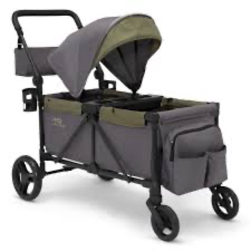 jeep sport all-terrain stroller wagon by delta children - includes canopy, parent organizer, adjusta