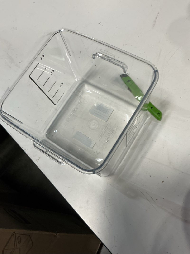 Condition photo showing New/Like New for 12 pack rubbermaid commercial products space saving square food storage container 6 quart clear for kitchen/sous vide/meal prep 6 qt. clear