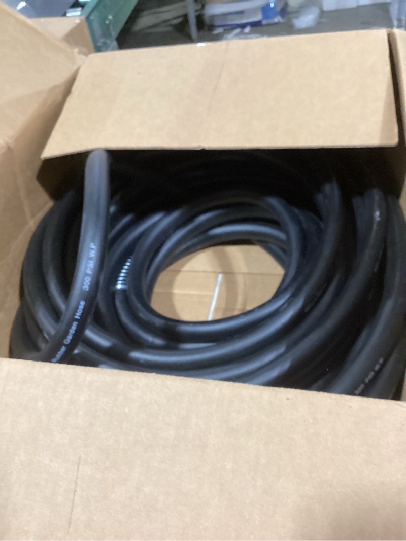 Condition photo showing As Is for guitrees 50ft ×1 inch heavy duty rubber garden hose - 200psi working, 1000psi burst - hot/cold water - five-layered braiding for durability - versatile for gardening, agriculture, construction(black) 1"× 50' black