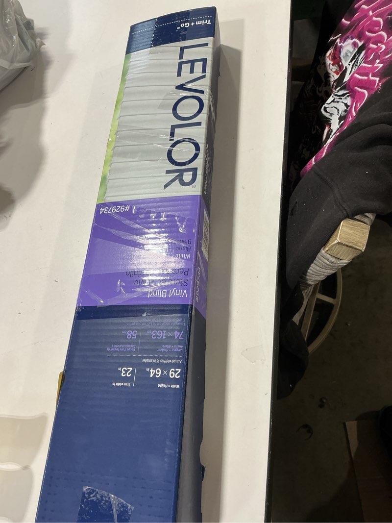 Condition photo showing Good Condition for levolor trim+go 1-in slat width 29-in x 64-in cordless white vinyl room darkening mini-blinds