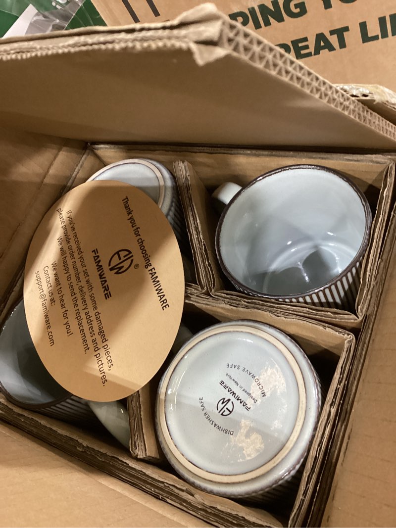 famiware coffee mug set for 4, star 16 oz catering mugs cup set with handle for coffee, tea, cocoa, 