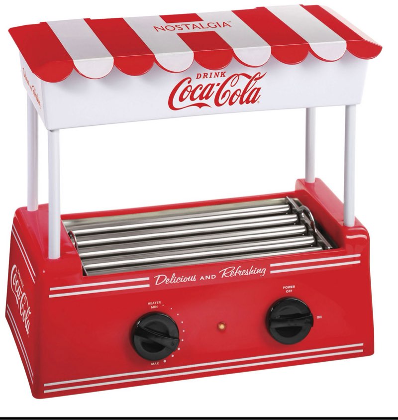 Nostalgia CKHDR8CR Coca-Cola Hot Dog Roller and Bun Warmer  8 Hot Dog and 6 Bun Capacity