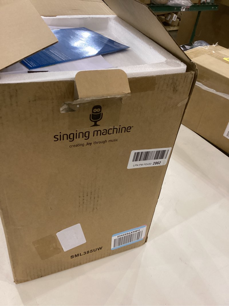 Condition photo showing Good Condition for Singing Machine Portable Karaoke Machine for Adults & Kids with Wired Microphone, White - Built-In Speaker, Bluetooth with LED Disco Lights - Karaoke System with CD+G Player & USB Connectivity