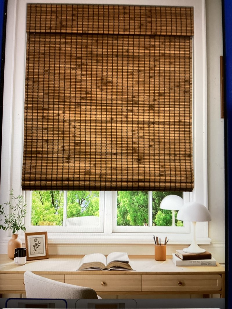 LazBlinds No Tools No Drill Cordless Bamboo Roman Shades, Light Filtering Window Treatment, Roll Up 