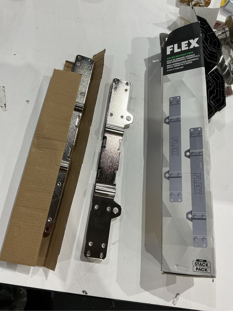 Condition photo showing As Is for flex stack pack 2-pack high strength durable steel side tool rack rail
