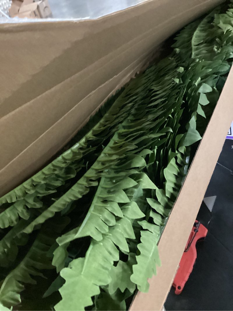 Condition photo showing As Is for fake ferns, 35in large fake bush plants, 2 artificial boston ferns with 39 fronds for outdoor hanging planter garden porch entrance home decor 35in-2pcs