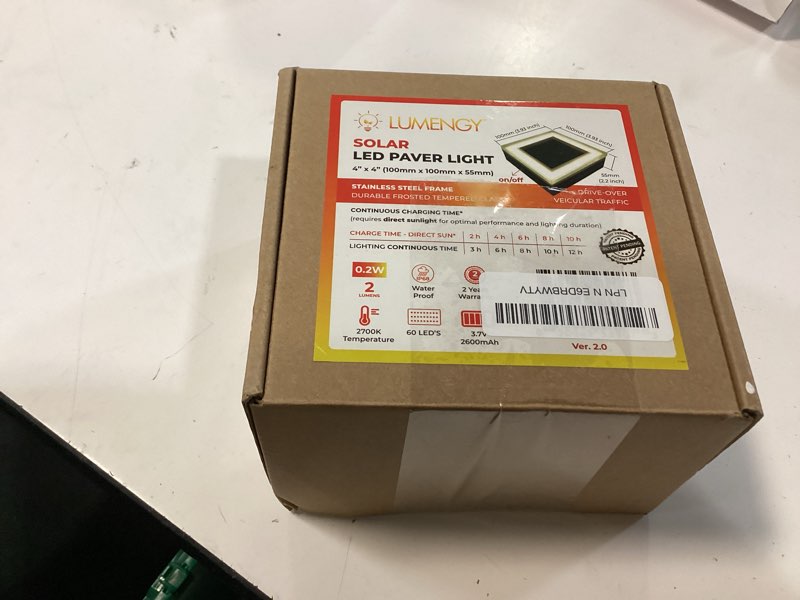 Condition photo showing New/Like New for lumengy paver light 4x4 inch (3.93x3.93), 2700k warm white, glare-free brick lighting for driveways, walkways, pool decks and patios, 12v hardwired, ip67 waterproof, drive-over rated 4x4 12v 2700k - warm white