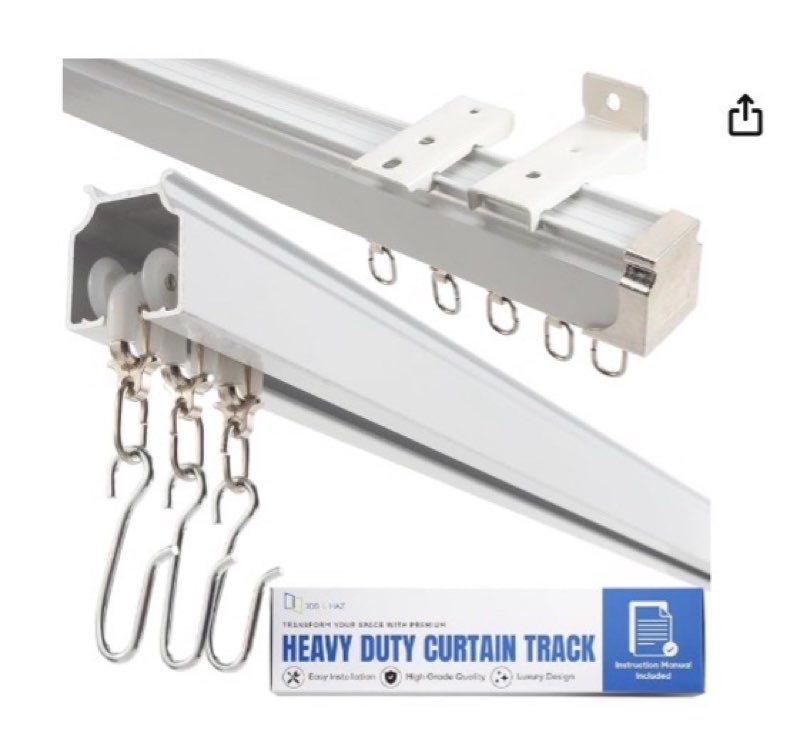 Jos & Haz Ceiling Curtain Track Set – 3ft-13ft / 4 Meter – Premium Heavy Duty Curtain Track, Ceiling Mount and Wall Mount for Room Divider, Living Room, Bedroom, Office white 3ft-13ft / 4 Meter