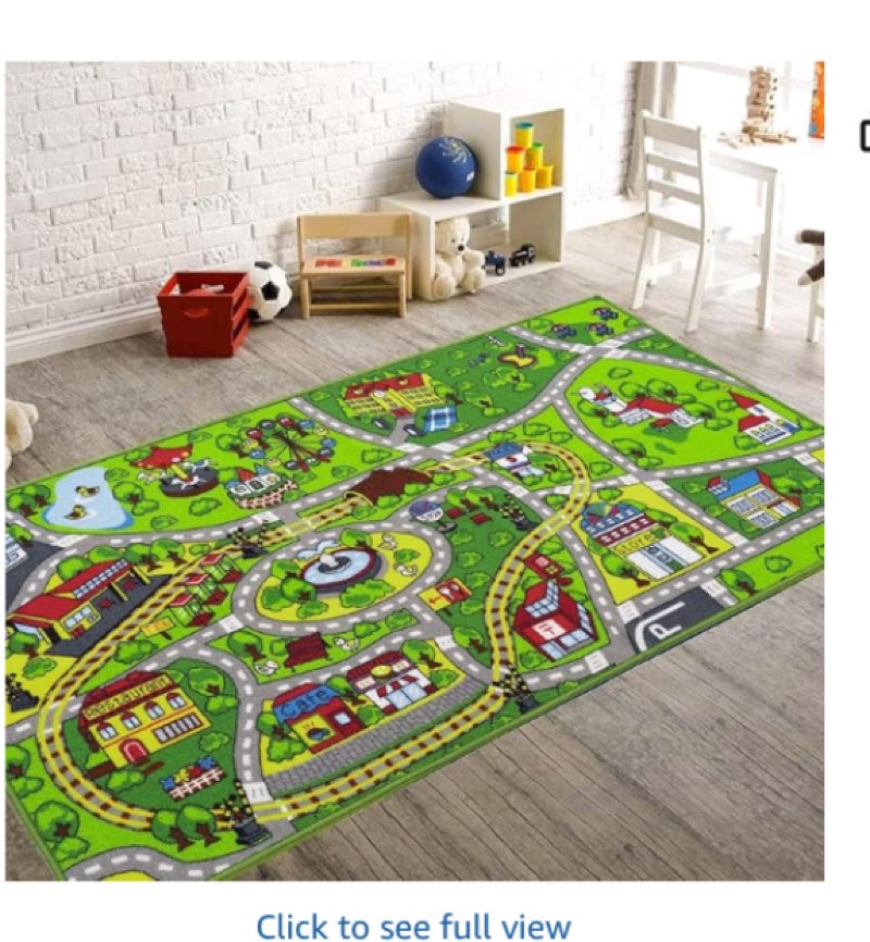  click to see full view                  3+    10 videos booooom jackson kids car rug - 79"x39" play mat for toy cars, non-slip playroom rug