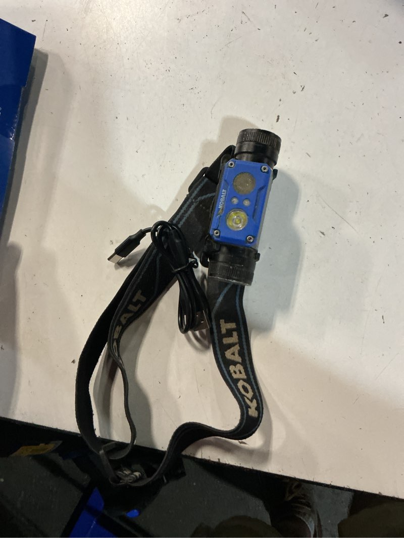 Condition photo showing As Is for kobalt 1200-lumen led headlamp with rechargeable with batteries included