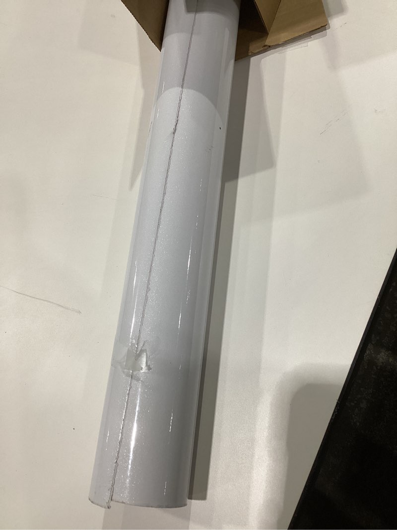 Condition photo showing As Is for Glossy White Wallpaper peel and Stick Wallpaper Shiny Self Adhesive Removable Wall paper, 23.6" X 197"Waterproof Countertop Paper White Contact Paper for Cabinet Countertop Furniture Kitchen Vinyl 23.6" x 197" Pearl White