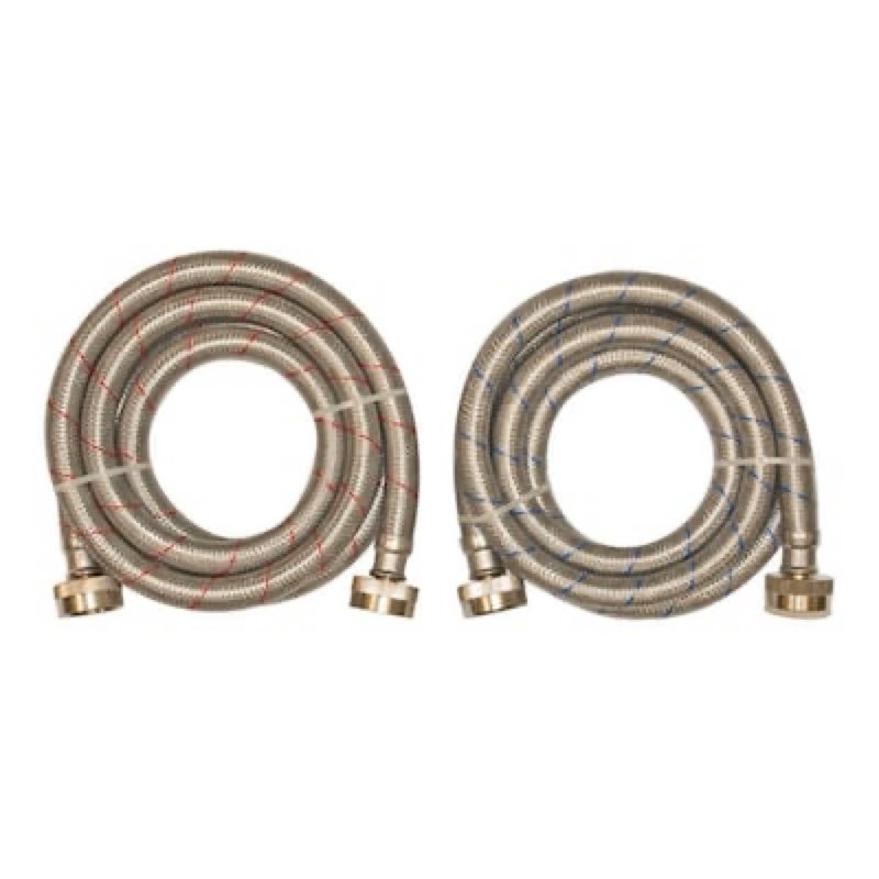 eastman 2 -pack 6-ft 3/4 -in fht inlet x 3/4 -in fht outlet stainless steel washing machine connector
