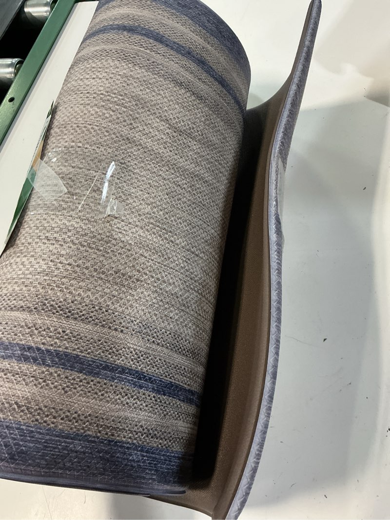 Condition photo showing As Is for kimode anti fatigue kitchen mat 2pcs non-skid waterproof kitchen rugs farmhouse kitchen mat for floor laundry room rug,cushioned comfort foam standing mat for office sink desk blue and gray home decor 17.3" x 47 "+ 17.3" x 29 "--0.47 inches blue