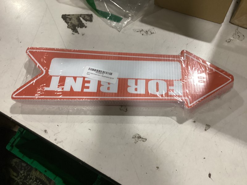 Condition photo showing New/Like New for red for rent arrows yard sign double sided with stakes large 16 inch by 5 inch arrow bright rental property signs (6)