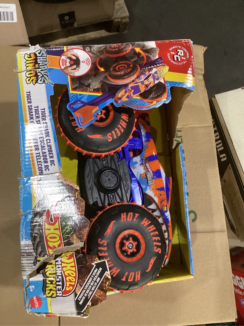 Condition photo showing Good Condition for NOT TESTED Hot Wheels Monster Trucks Remote Control Toy Vehicle, Large-Scale RC Tiger Shark Climber with 3 Modes of Play for Racing, Climbing & Stunting