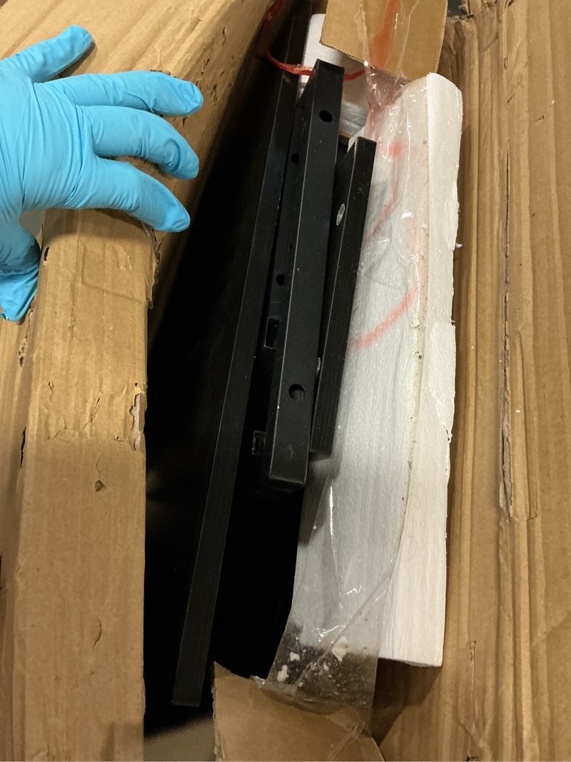 Condition photo showing As Is for AODK L Shaped Desk Gaming Desk with LED Light & Power Outlet, 43 Inch Reversible L Shaped Computer Table with Shelf, Corner Desk with Storage Bag&Hook for Home Office Desk, Black Black 43 inch