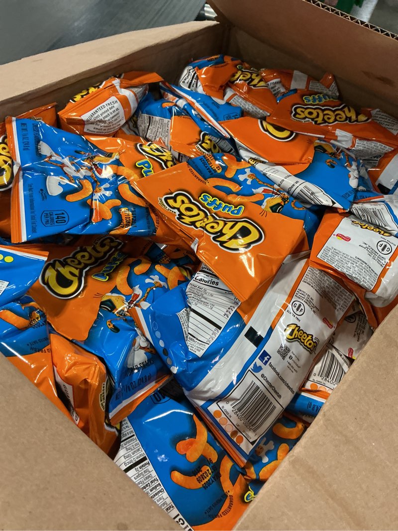 Condition photo showing Good Condition for (Used by 6 /  May / 2025 ) Cheetos Cheese Flavored Snacks, Puffs, 0.875 Ounce (Pack of 40) Puffs 40 Count (Pack of 1)
