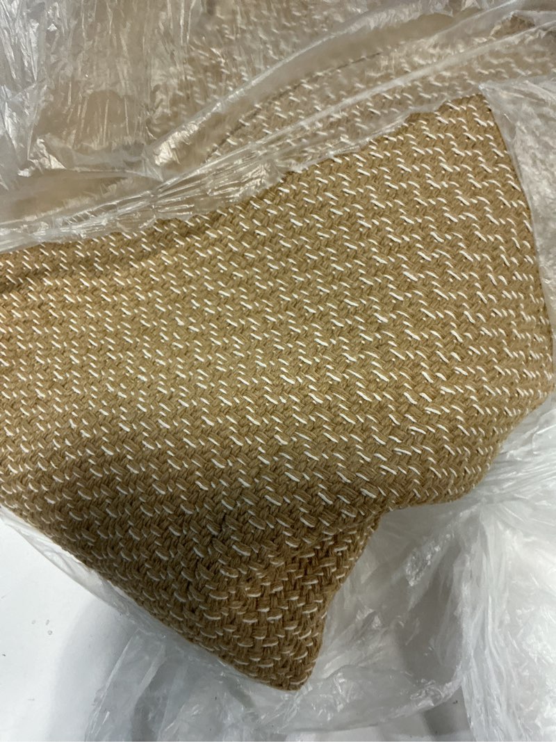 Condition photo showing As Is for BESTSWEETIE 2'x6' Area Rug Machine Washable Hand Woven Low Pile Plain Pattern Non-Shedding Braided Rugs for Living Room Bedroom Office Dining Room Home Decor - Naturejute Naturejute 2' x 6'(Rectangular)