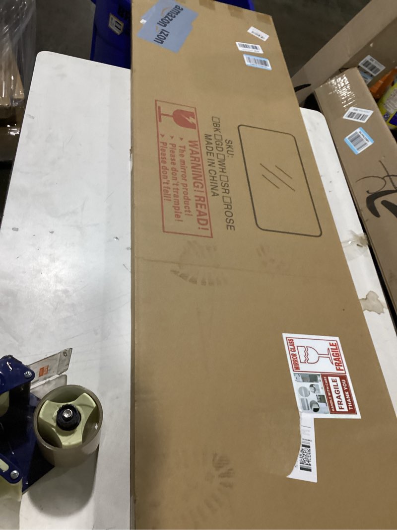 Condition photo showing New/Like New for 57x16 Door Hanging Full Length Mirror, Floor Stand (Height 5.7ft just Body in1.3ft) Wall Mounted Metal Frame Rectangle Dressing Mirrors for Bedroom Bathroom Room 57 inch Silver Silver 57"L x 16"W