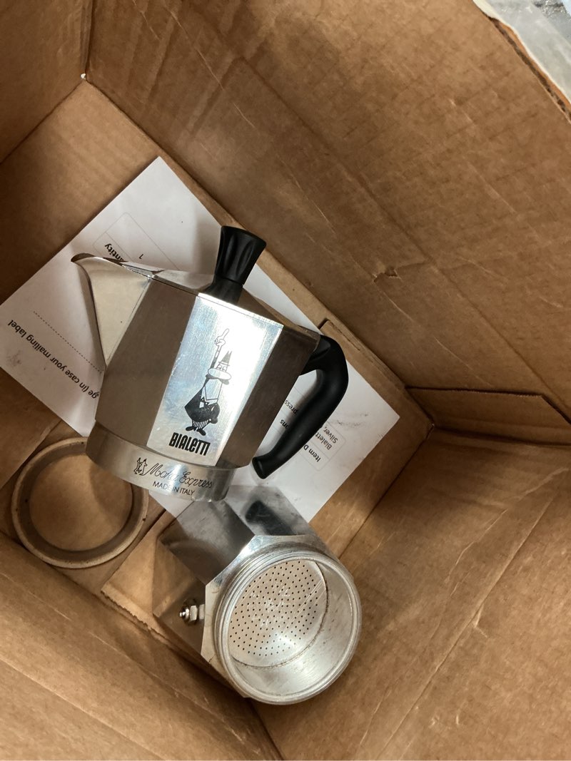 Condition photo showing As Is for Bialetti Moka Express Iconic Italian Stovetop Espresso Maker (Natural Silver, 6 Cups)