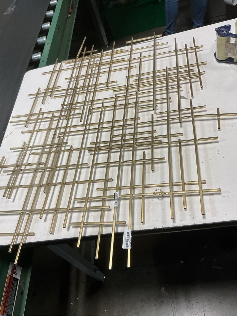 Condition photo showing As Is for 36"x30" mid-century metal wall décor gold - threshold™: abstract art, horizontal/vertical display, no battery required