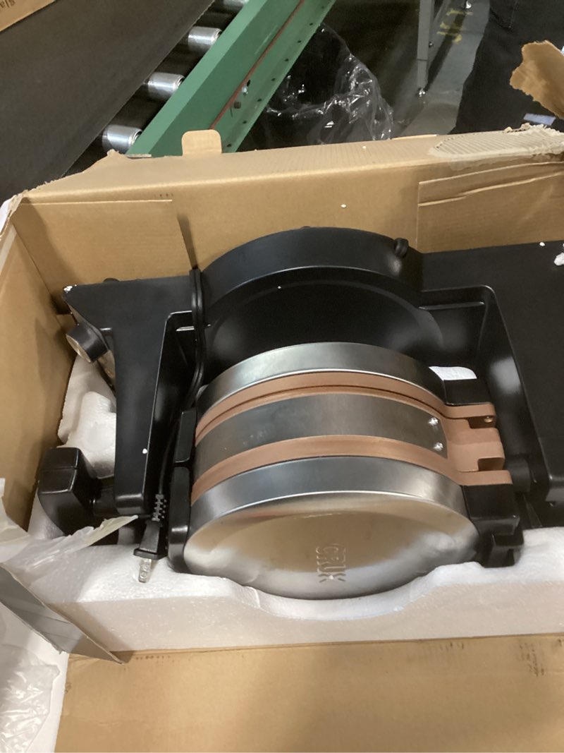 Condition photo showing Good Condition for CRUX Double Rotating Belgian Waffle Maker, Keto Chaffles Iron with Nonstick PFOA Free Copper Plates for Easy Food Release, Browning Control and Removable Drip Tray, Stainless Steel